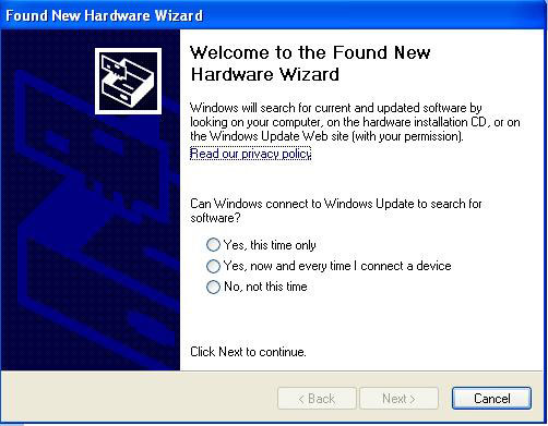 Om du ansluter en fx-9860g SD/fx-9860G -räknare till en dator med Windows XP visas följande fönster på datorn.