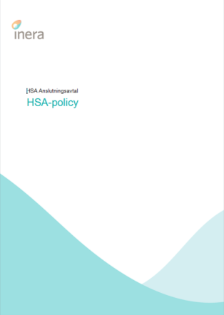 1.4 HSA:s regelverk och riktlinjer De regelverk, riktlinjer och rekommendationer som beskrivs nedan återfinns på inera.se under HSA och Dokument för HSA. 1.4.1 HSA-policy HSA-policy är en överenskommelse mellan HSA-anslutna organisationer om hur HSA-informationen ska hanteras.