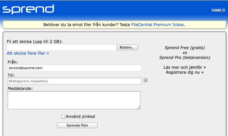 filer via WeTransfer eller Sprend och