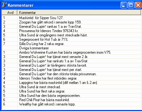 Program 58 4.5.12 Kommentarer I spelbilden kan du se samtliga kommentarer som har skapats.