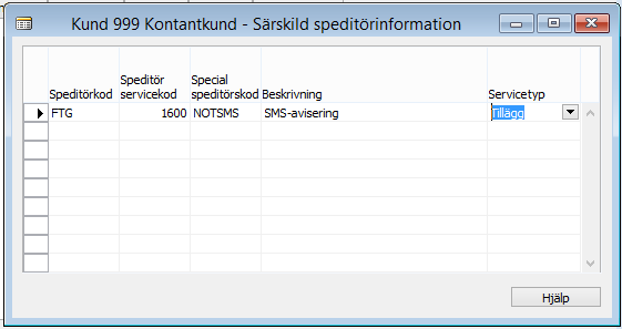 Individuell speditör-uppsättning Man kan göra individuell uppsättning av speditör-koder på kunder