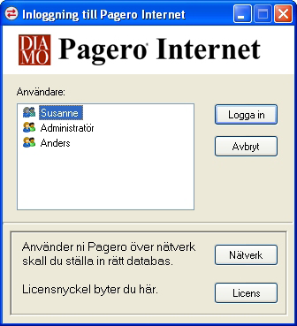 För att kunna använda Pagero Bankgiro Link krävs en licensnyckel från Diamo AB. Ny licensnyckel erhålls vid leverans av programvaran. I rutan för företagsnamn skriver ni in ert företagsnamn.