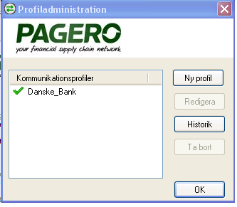 let att få skapa en kommunikationsprofil. Istället för profiladministrationsdialogrutan visas dialogen för att välja tjänstetyp. När du kör programmet måste en profil vara vald.