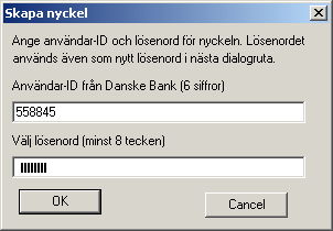 tionsprofil och klicka på Starta. Nyckeladministration Innan du kan skapa en nyckel i Pagero för Danske Bank behöver du ett användar-id och en PIN-kod.