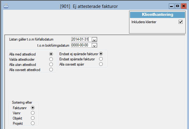 Ej attesterade fakturor Leverantörsreskontra betalningar ej attesterade fakturor Ej attesterade fakturor listar fakturor som ej har blivit attesterade.