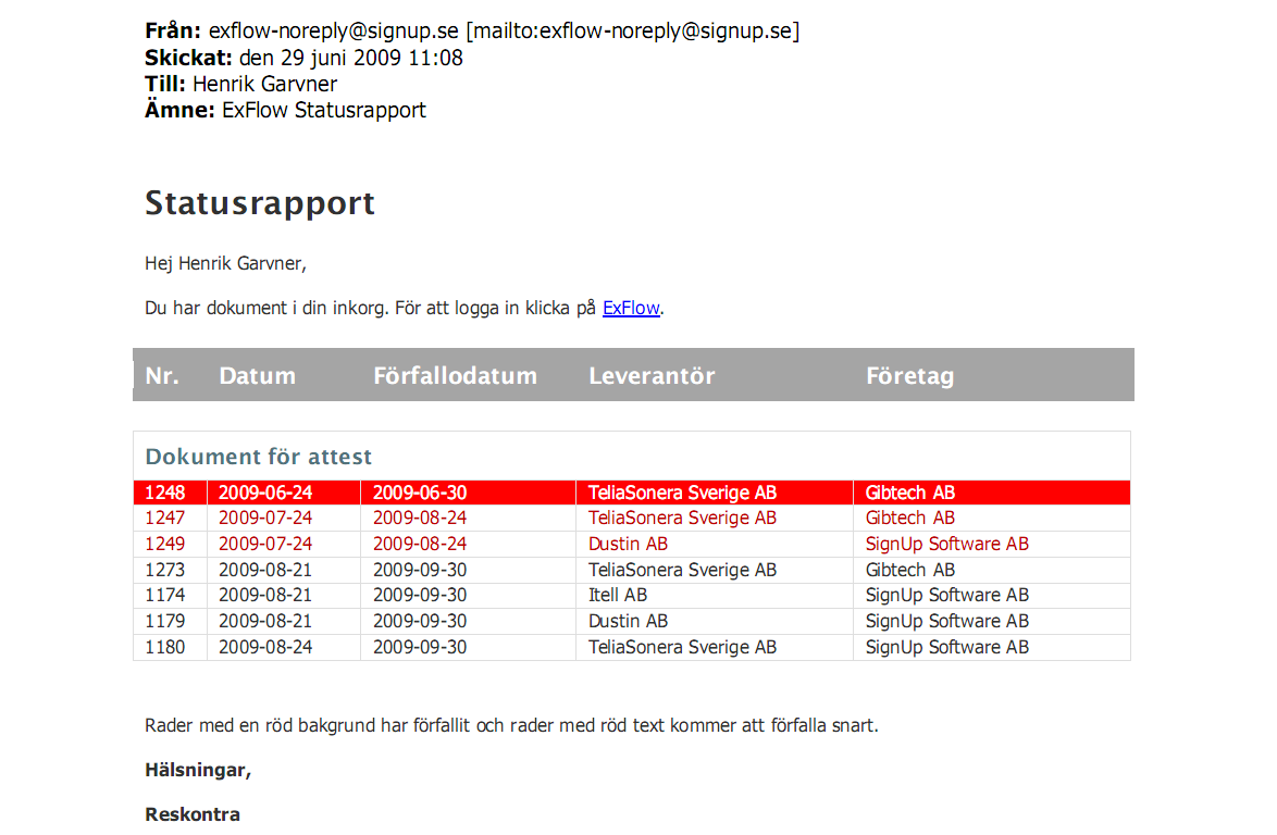 som ett tillägg. ExFlow har även funktioner för att automatiskt ta hand om tillägg på fakturan som frakt, emballage, försäkring etc. som inte finns med på inköpsordern.