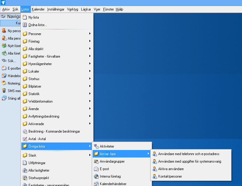 Nyhetsbrev Vitec Capifast CRM 6.2 Nya listor för användare Vi har gjort två nya listor för att du lättare ska kunna se vilka användare och kontaktpersoner som du har inlagda i systemet.