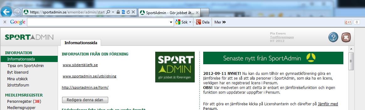 Följ stegen nedan för att komma igång med SportAdmin.