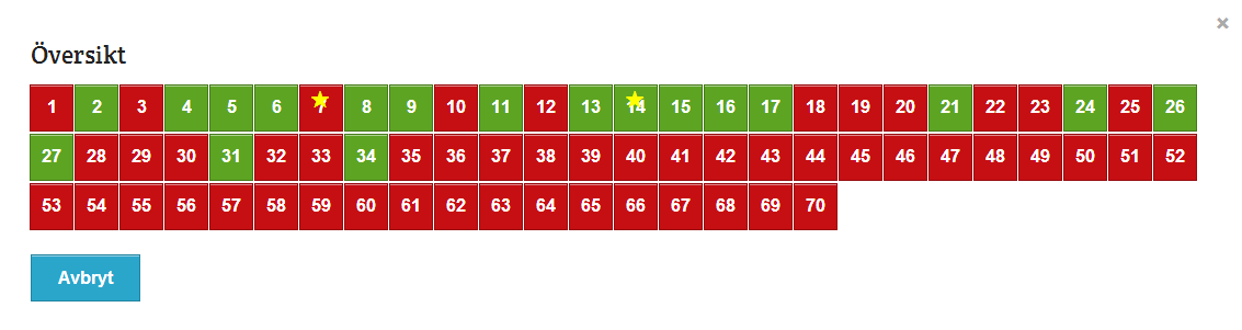 När testet är rättat får eleven upp en samman ställning på sitt resultat.