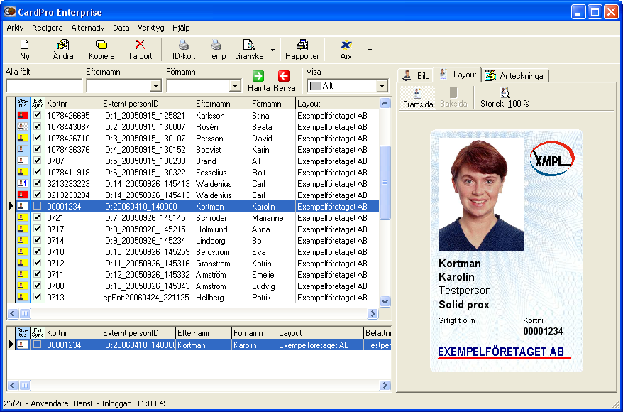 ARX FotoID 1.47 14 Arbeta med programmet Välj layout, skriv in personuppgifterna och läs in foto. Spara och skriv ut på valfri skrivare.