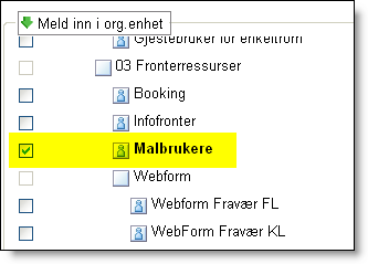 Fälten markerade med rött kan användas men se till att du inte skriver över befintlig information! Lägg till mallanvändaren i den relevanta org.