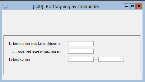 Borttag reglerade fakturor Fakturering & kundreskontra Registervård Borttag reglerade fakturor Programmet rensar bort fullt reglerade fakturor med betalningar.