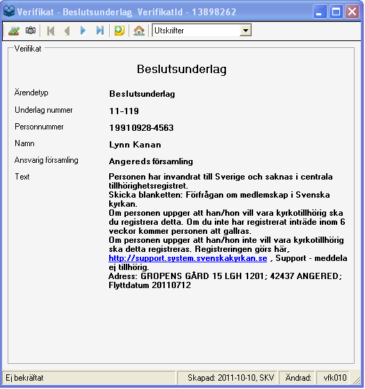 Ändrad text på