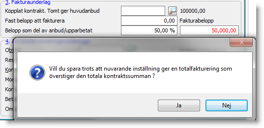 Avvikande konteringsinställningar Dessa inställningar behöver endast anges om man på detta lyft önskar avvikande konteringar mm mot projektets ordinarie inställningar.