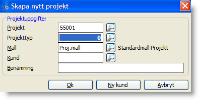 Skapa nytt projekt Projektnummer i Entré kan vara från ett till åtta tecken, siffror eller bokstäver eller en kombination av.