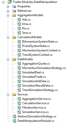 Databashanteraren ingår även i denna modul i form av InstrumentsViewModel och InstrumentsView som illustrerar den lokala databasens innehåll genom att interagera med DatabaseService.