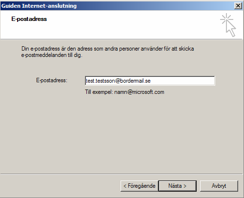 Bordermail E-postkonto med Outlook Express Fyll i det namn som du vill skall synas hos mottagaren när du
