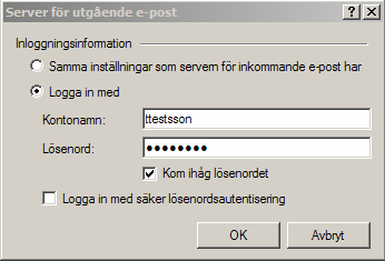 Bordermail E-postkonto med Outlook Express valfritt (Obs:!