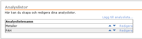 Ex. Matris_rad: Analyssortering Du kan välja att se analyserna i en viss ordning genom att skapa dina