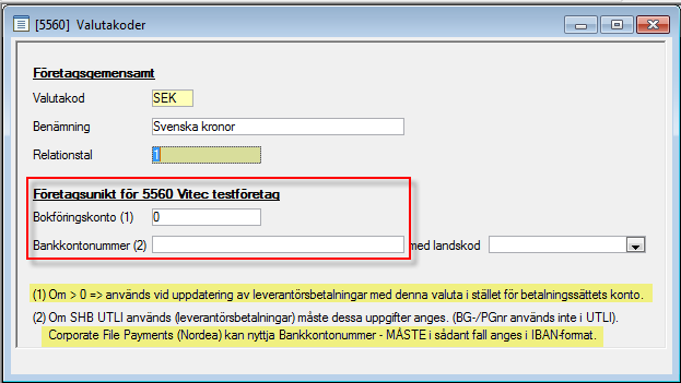 INFORMATION OM AVSÄNDANDE FÖRETAG Organisationsnummer, landtillhörighet och korrekt basvaluta måste finnas. Landkod måste följa tvåställig ISO-standard.