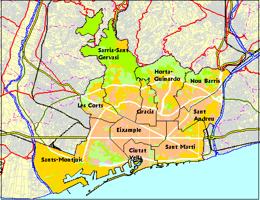 Figur 8.1 De tio områdena i Barcelona stad 8.3 