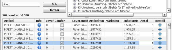 3.1 Avancerad sökning Man kan göra en avancerad sökning både på fliken Avtal samt på fliken Varor och tjänster. Här kan du söka fritt, eller välja olika parametrar eller söka på artikelnummer.