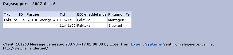 Senast Uppdaterad: 10-12-28 Exder Karlskoga Svefaktura eprinter Sida 9 av 11 Tänk på att skicka fakturor så ifyllda som möjligt, t.ex. skickar ni rabatter ibland så skicka med det i någon testfaktura.