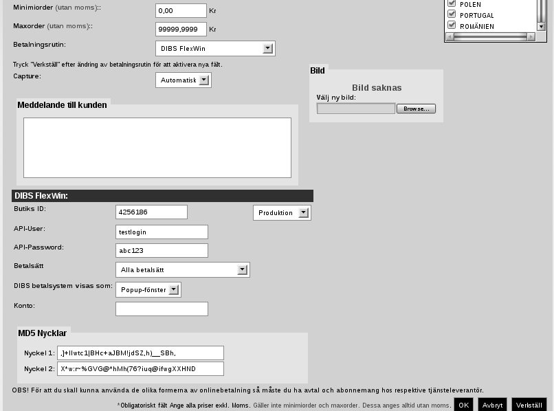 7.4. INSTÄLLNINGAR: BETALSÄTT 30 juni 2015 En inställning behövs också göras i dibs administration.