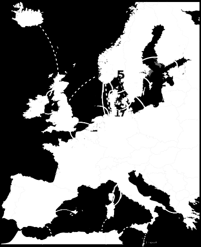 Figur 5 Översikt över befintliga och planerade HVDC-förbindelser