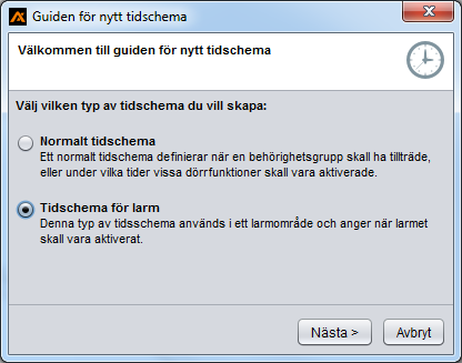 Ange namn på schemat och klicka på