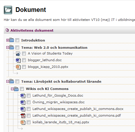 Den andra funktionen som gör det möjligt att göra filer tillgängliga i Pingpong är den sk Dokument funktion. Under Dokument kan du samla, sortera och dela dokument med andra.