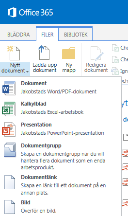 Word, Excel och Powerpoint som webbversioner I Intra ingår Word, Excel och Powerpoint som webbversioner. Betyder att dokument i dessa format öppnas via dem.