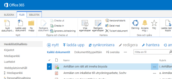 Dokumenthantering De flesta dokument, som laddats till Materialbanken är nu i pdf-format. Intra möjliggör dock en mera avancerad dokumenthantering.