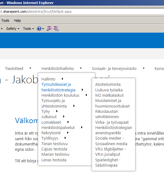 Språket i Intra Intra finns på båda språken. Intra innehåller sidor och webbplatser (mera avancerade funktioner) där språken är åtskilda i två versioner.
