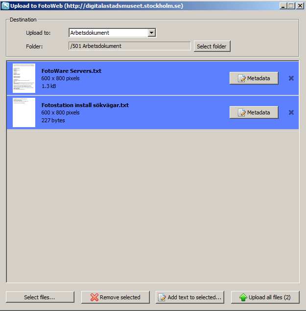 Fotoweb Desktop Integration - Windows Uppladdning