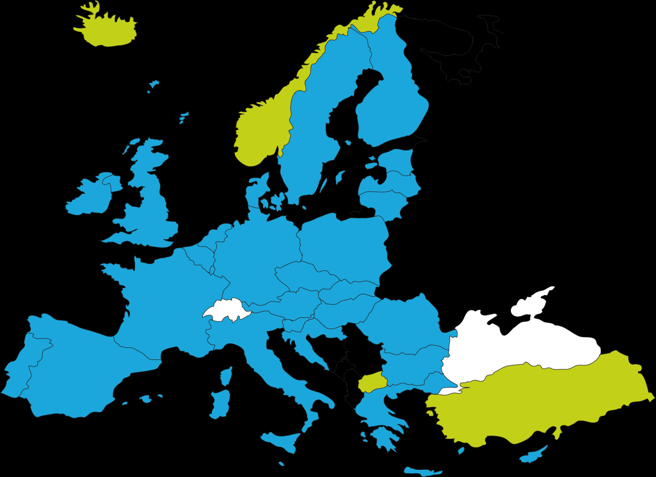 Länder som deltar i Erasmus+ (programländer): Länder i hela