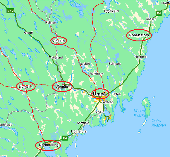 4. Resultat 4.1 Låneflöden i Umeåregionen Umeåregionens bibliotekssamarbete består av de sex kommunerna Bjurholm, Nordmaling, Robertsfors, Umeå, Vindeln och Vännäs.