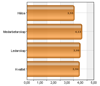 Förvaltningarnas och bolagens förändring av det totala medelvärdet i jämförelse med 2013 2013 2014 Förändring VO 3,82 3,73-0,09 BU 3,82 3,99 +0,17 TK 3,66 3,86 +0,20 SOC 3,86 3,90 +0,04 KLF 3,88 3,93