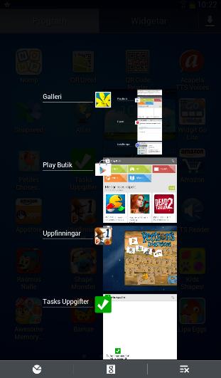 Att avsluta en app När du stänger en app med hemknappen avslutas den inte helt. För att avsluta appen helt trycker du ner hemknappen i några sekunder.