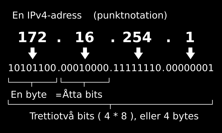 Figur 1 (En IPv4-adress enligt binärform och punkt-decimalform)[9] 10.