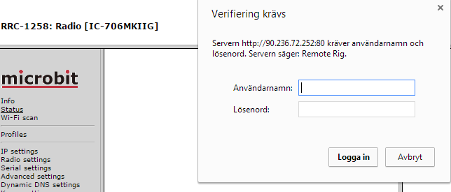 RemoteRig RRC-1258, Testa Access till Ra-RRC.. Via www.remoterig.com:s hemsida kan ni komma åt er RadioRRC, gör följande... 1) Öppna er webläsare, gå till sidan ovan.