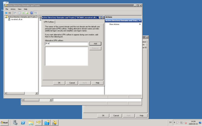 Här kan man sedan lägga till ett alternativt UPN-suffix för att se till