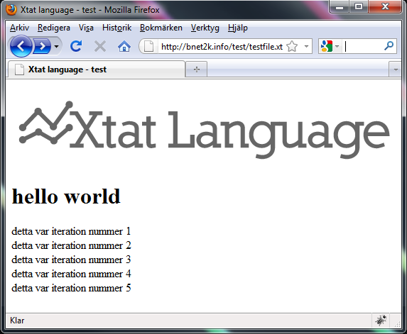 En enkel hemsida Nu har du lärt dig språket Xtat. För att visa hur man kan tillämpa Xtat-språket så har vi gjort ett exempel på en enkel hemsida som använder sig av språket Xtat.