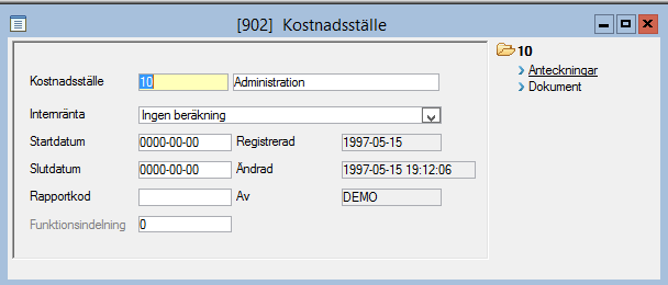 Objekt Används för uppföljning av fastigheter.