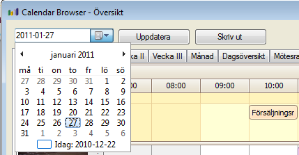 4.1.3 BJUDA IN DELTAGARE Om du vill bjuda in kollegor till ett möte direkt i Calendar Browser måste du veta om kalendrarna i Calendar Browser är brevlådor eller gemensamma mappar.