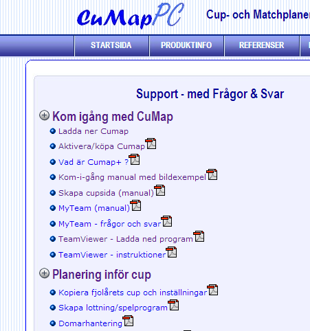 CUMAP SUPPORT + SÅ HÄR JOBBAR VI I SOMMAR Vi har lagt ner en hel del tid på att utöka och förbättra vår support-sida på hemsidan.