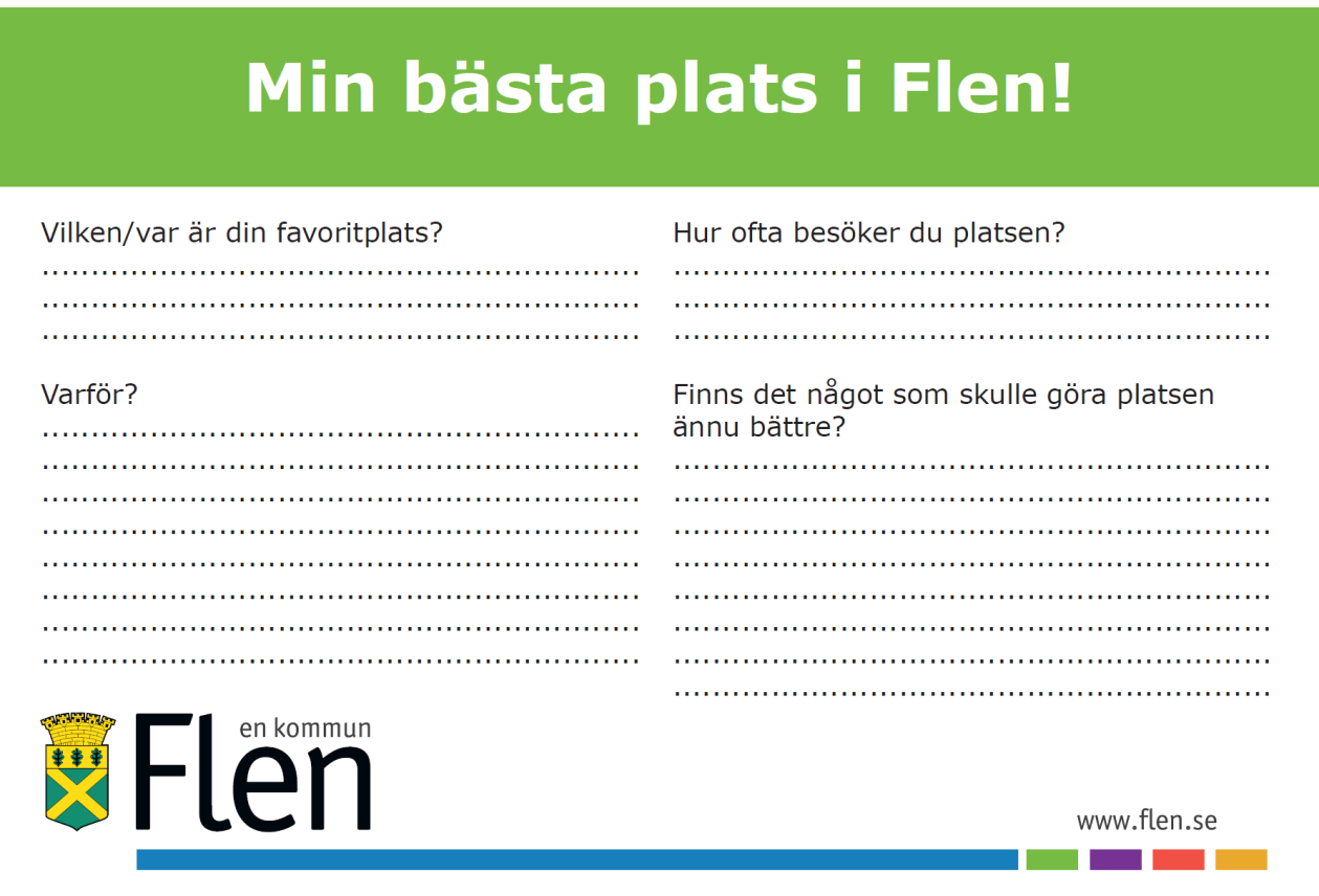 9 Svar från kort insamlade på Biblioteket Vilken/var är din favoritplats? Hur ofta besöker du platsen? Varför? Kan platsen förbättras? 1.