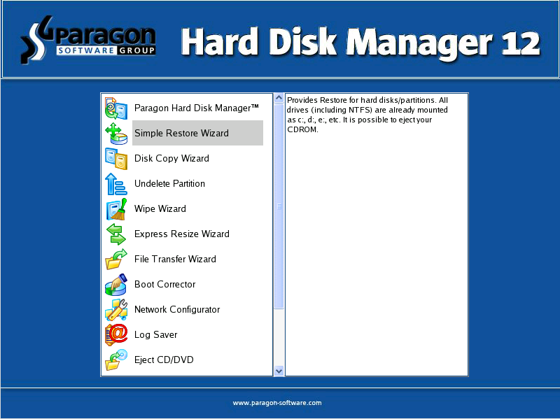 Figur B.6) Startsida i Paragon Hard Disk Manager 12. Fördelar/Nackdelar Fördelar Går att schemalägga backup för både hela hårddiskar och för filer/mappar. Full/Inkrementell/Differentiell backup.