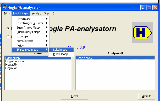 5 Formulärtext Texten Hogia PA-analysatorn kan ändras.