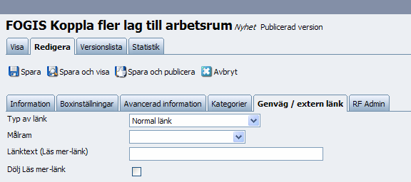 Dolt publiceringsdatum Under fliken Boxinställningar kan du välja att dölja publiceringsdatum i själva boxen. Gäller ej nyhetssidan som alltid är daterad.